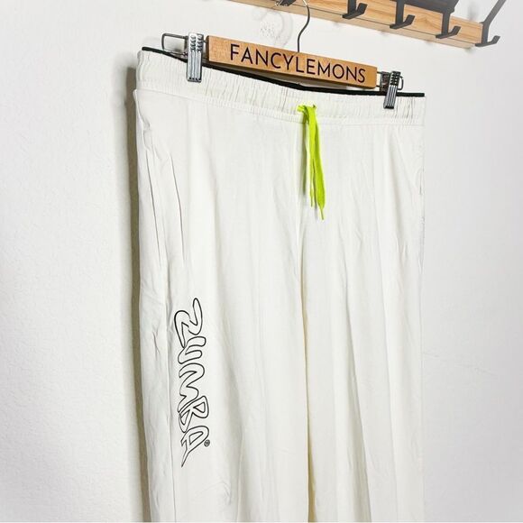 Zumba Let's Rock-It Sweatpants White Unisex Dance Fitness Activewear Size M - Picture 2 of 8